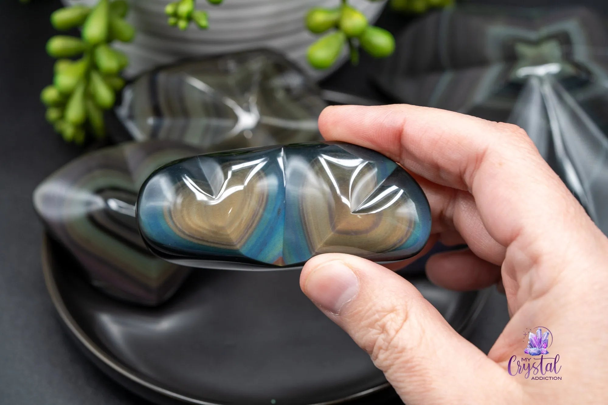 Rainbow Obsidian Heart Carving - My Crystal Addiction