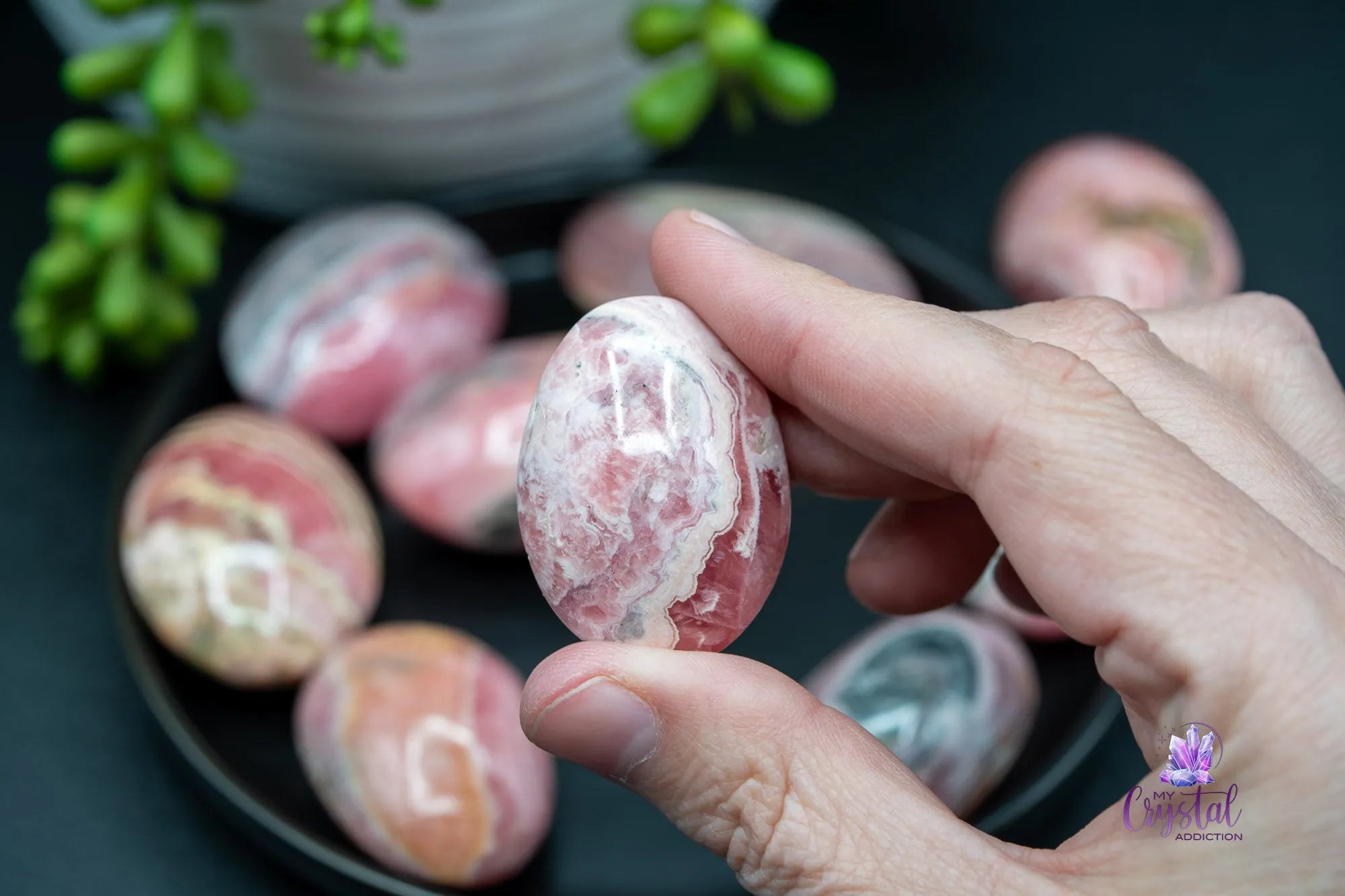 Rhodochrosite Palm Stone - Puffy - My Crystal Addiction