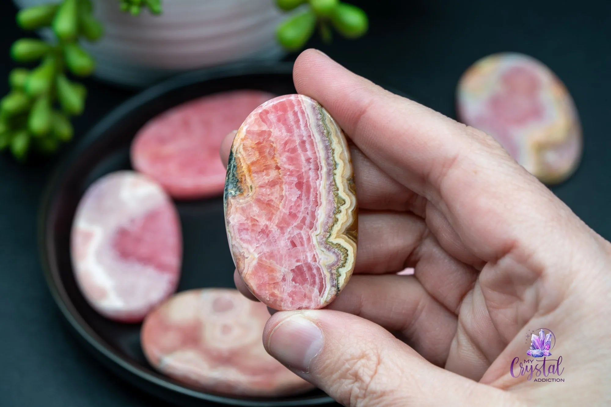 Rhodochrosite Palm Stone - My Crystal Addiction