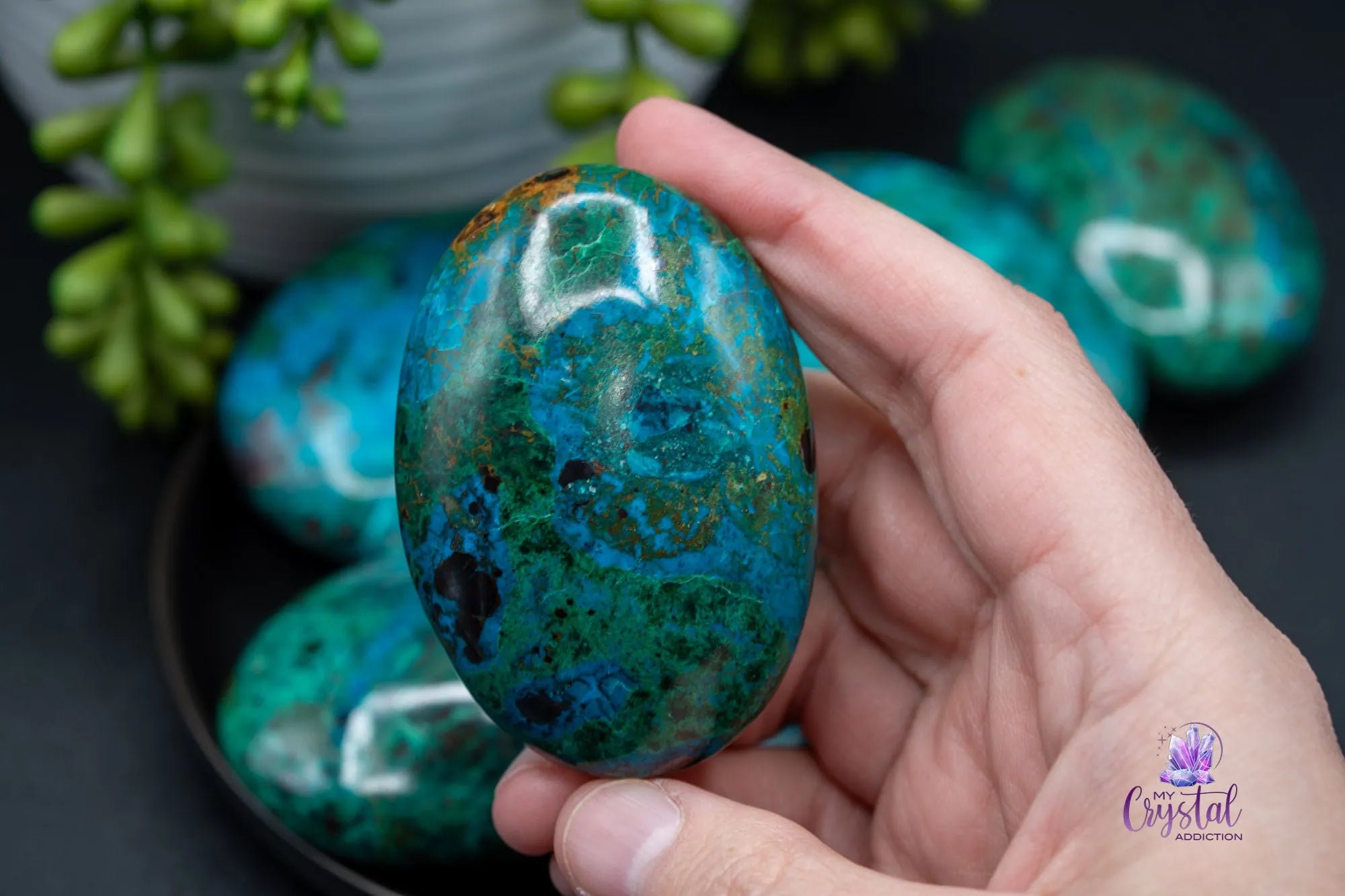 Chrysocolla Palm Stone - My Crystal Addiction
