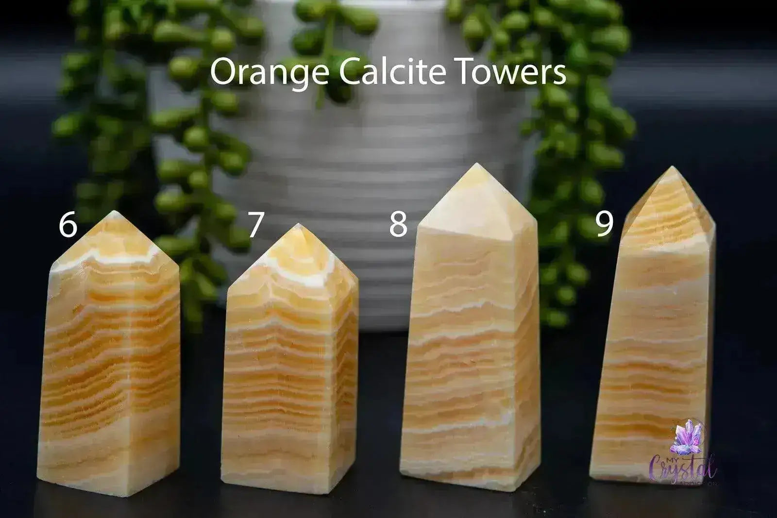 Orange Calcite Tower 2.7"-4.6"/68mm-118mm - My Crystal Addiction