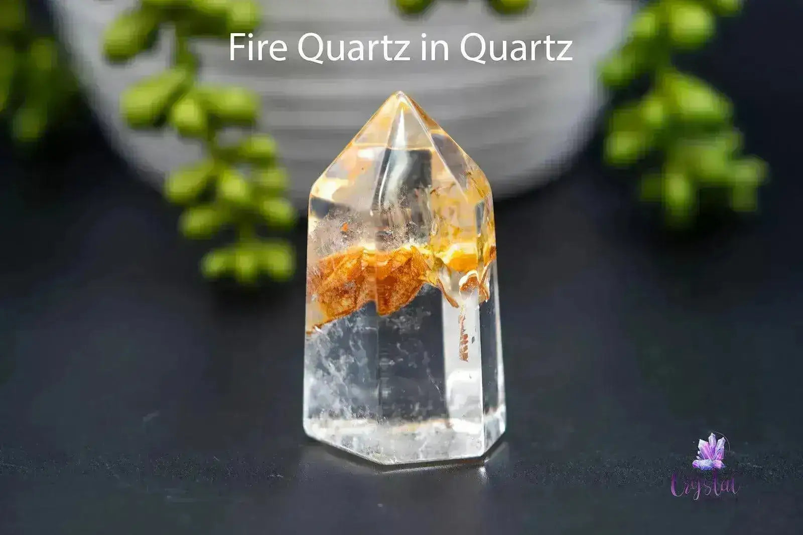 Quartz Tower w/Fire Quartz 2"/54mm - Polished - My Crystal Addiction