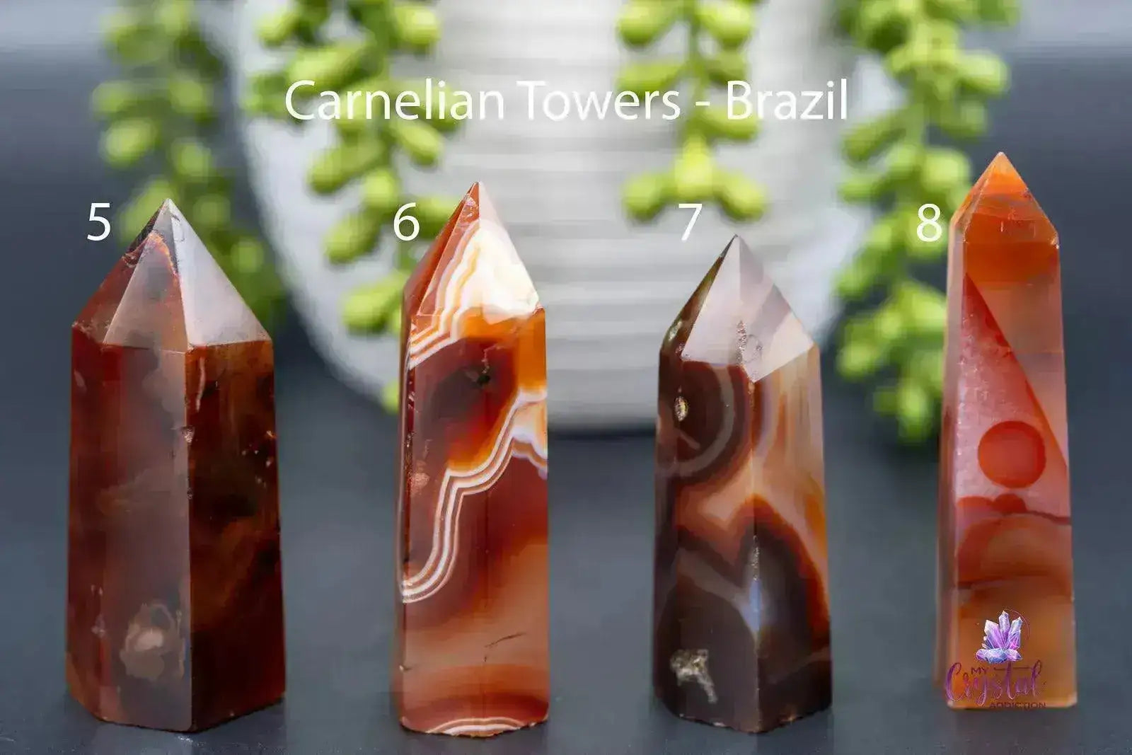 Carnelian Tower 2.9"-3.4"/73mm-87mm - Brazilian - My Crystal Addiction