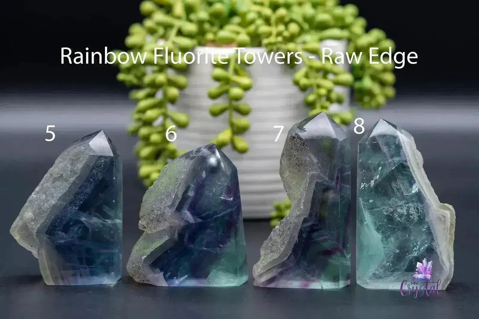 Fluorite Tower - Rainbow w/Raw Edge 2.6"4.4"/66mm-113mm - My Crystal Addiction
