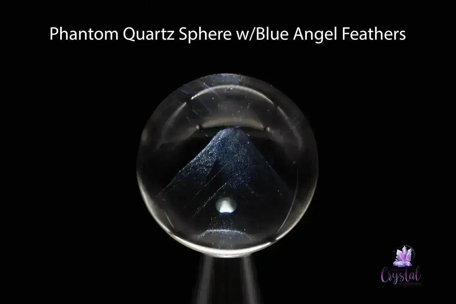 Phantom Quartz Sphere 1.4"/35mm - Blue Angel Feather Inclusions - My Crystal Addiction