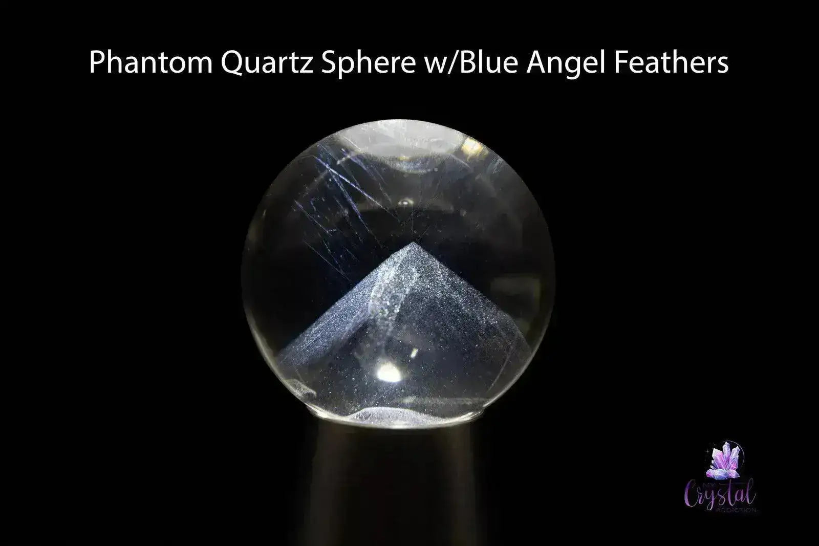 Phantom Quartz Sphere 1.4"/35mm - Blue Angel Feather Inclusions - My Crystal Addiction