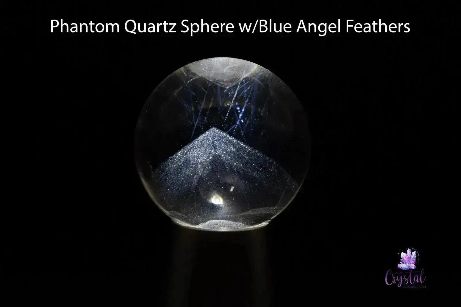Phantom Quartz Sphere 1.4"/35mm - Blue Angel Feather Inclusions - My Crystal Addiction