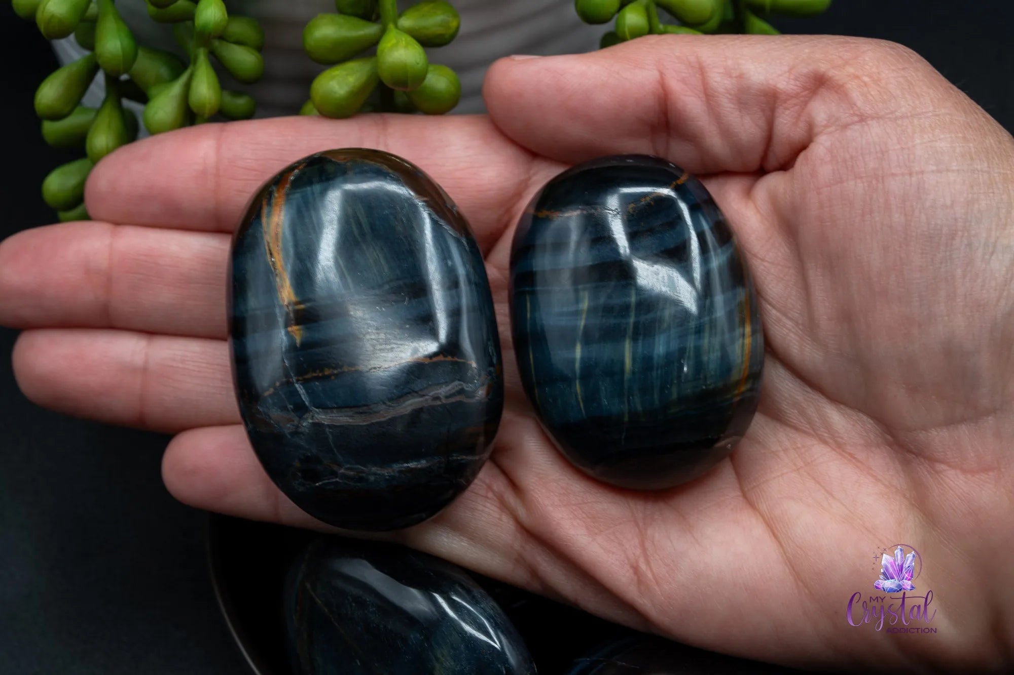Blue Tiger Eye Palm Stone - My Crystal Addiction