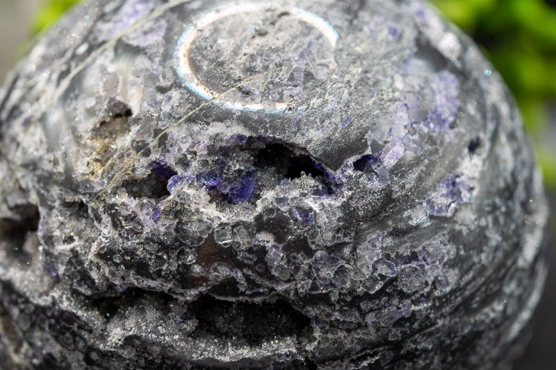 Druzy Sphalerite Sphere with Purple Fluorite - Third Eye Chakra - My Crystal Addiction