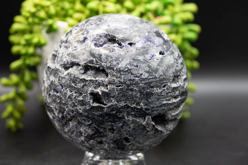 Druzy Sphalerite Sphere with Purple Fluorite - Third Eye Chakra - My Crystal Addiction
