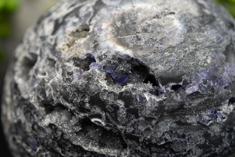 Druzy Sphalerite Sphere with Purple Fluorite - Third Eye Chakra - My Crystal Addiction