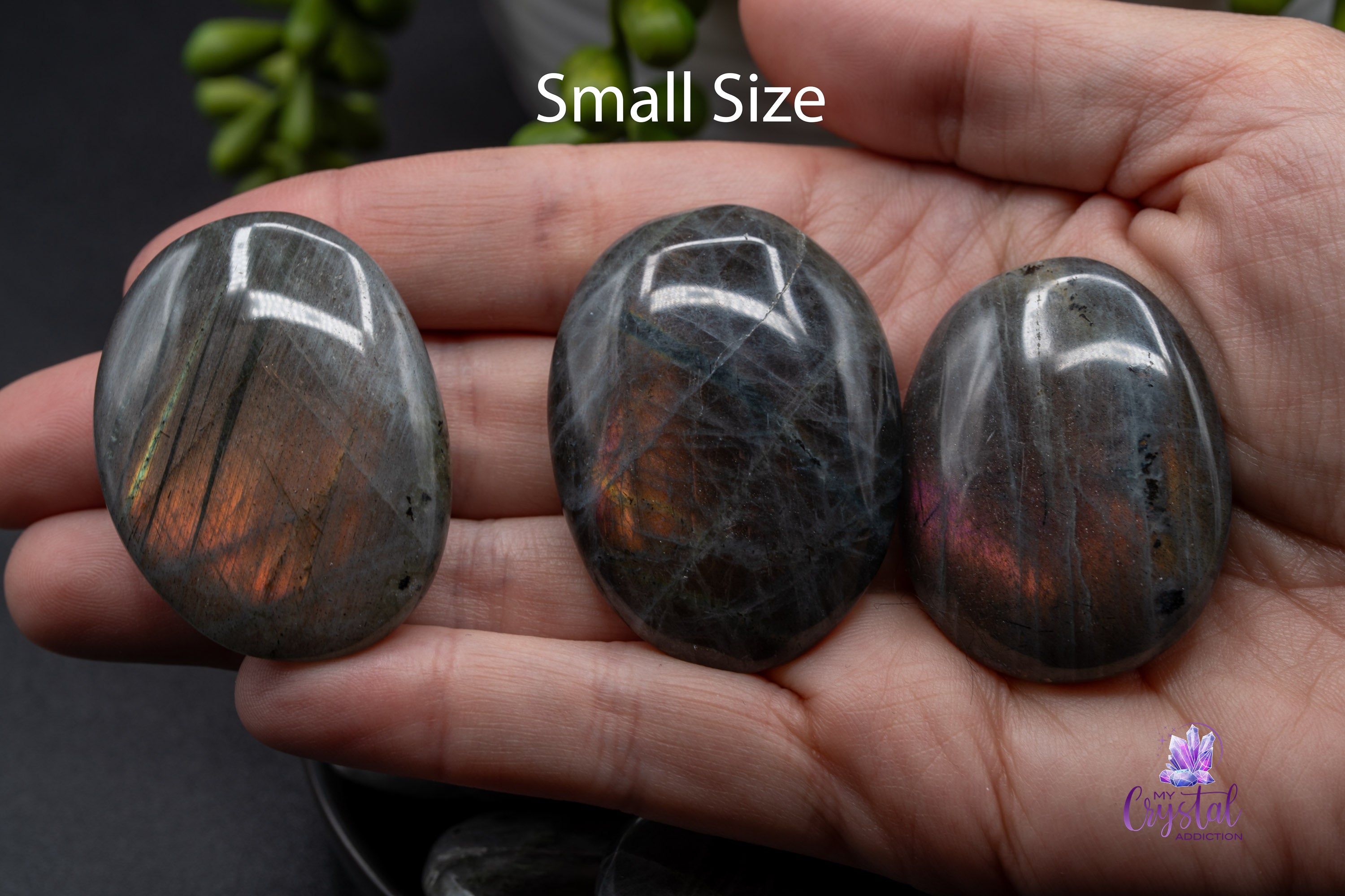 Labradorite Palm Stone - Orange Flash - My Crystal Addiction