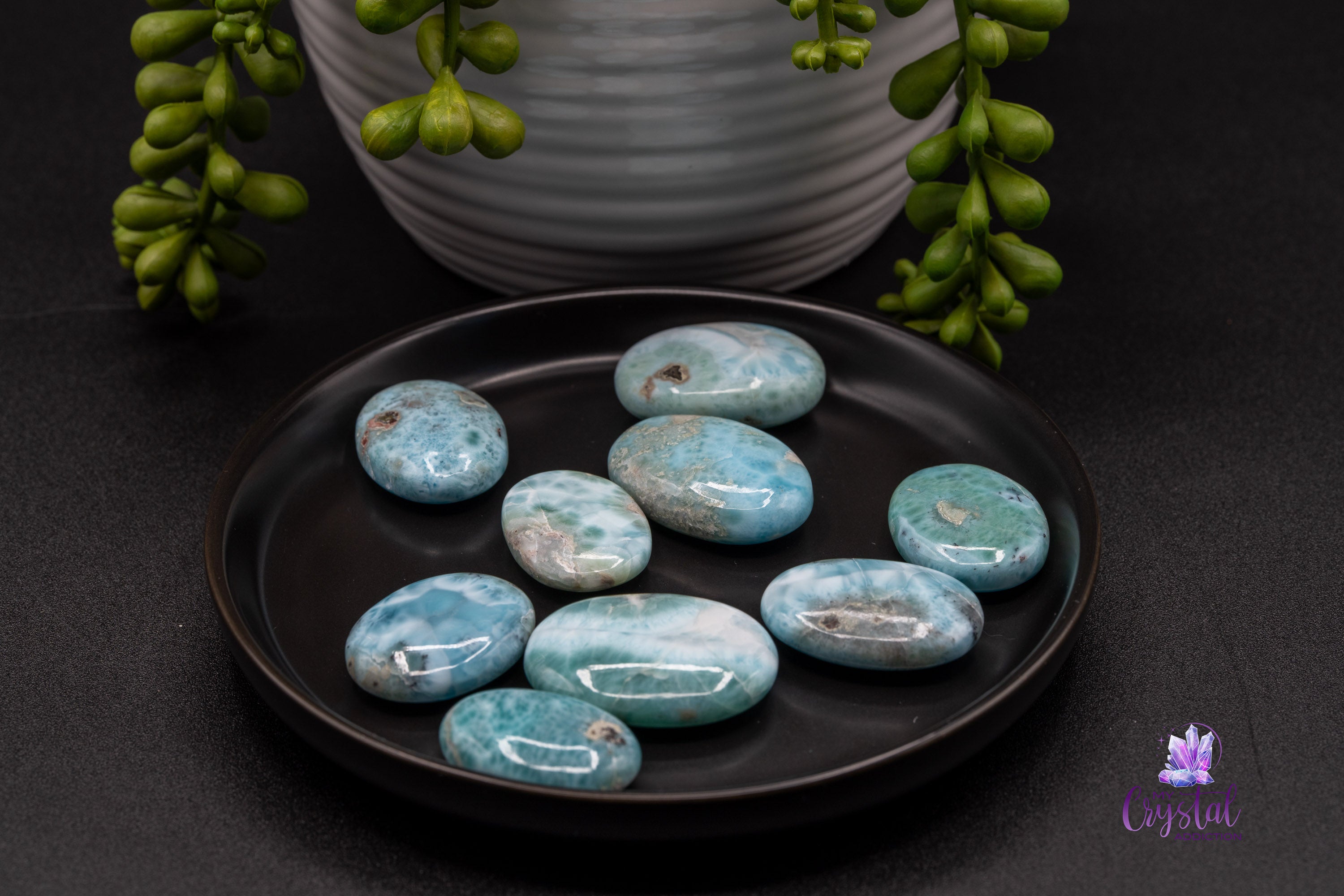 Larimar Mini Palm Stone - Grade AA - High Quality - Throat Chakra - My Crystal Addiction