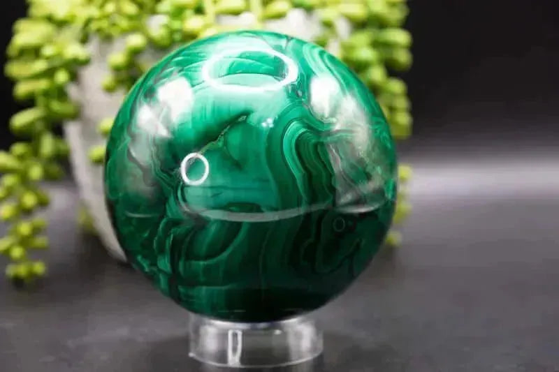 Malachite Sphere - Large with Druzy 3.9"/99mm - My Crystal Addiction
