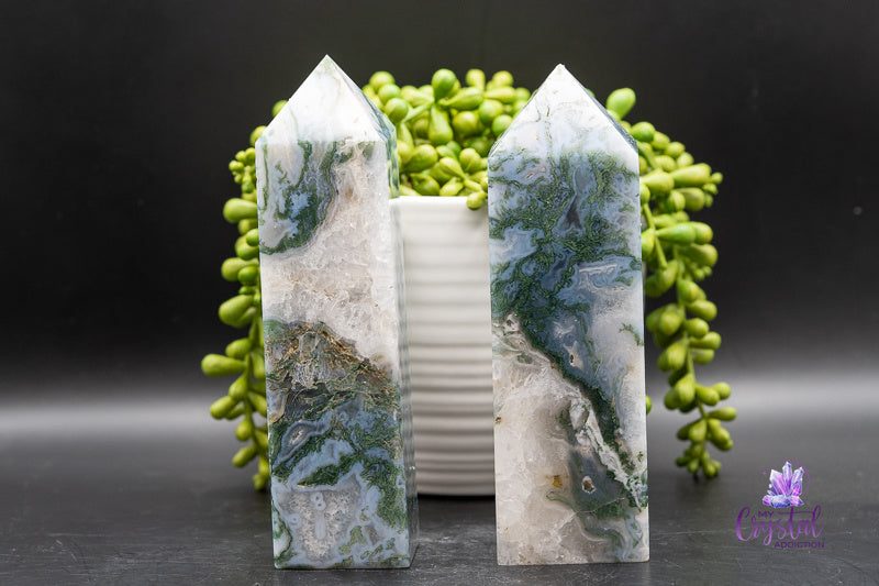 Moss Agate Tower - Heart Chakra - My Crystal Addiction