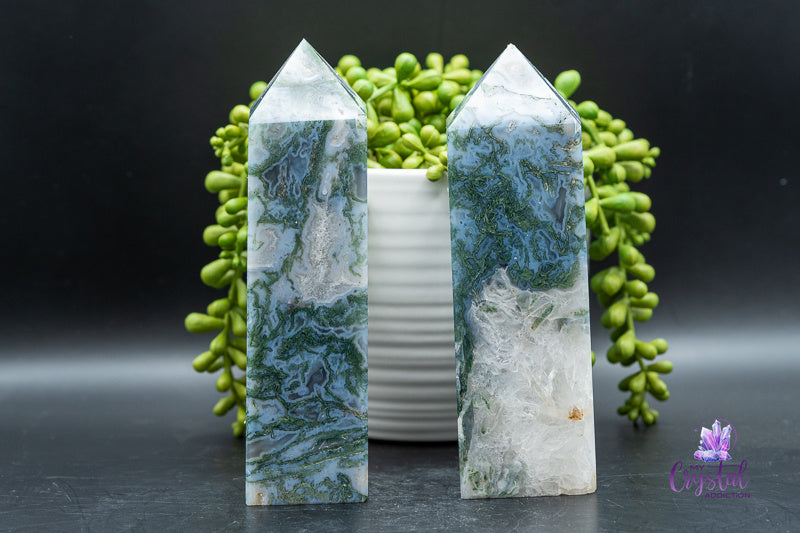 Moss Agate Tower - Heart Chakra - My Crystal Addiction