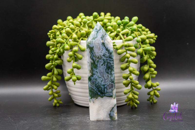 Moss Agate Tower - Heart Chakra - My Crystal Addiction
