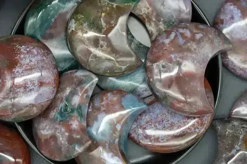 Ocean Jasper Moon Carving - Sacral Chakra - My Crystal Addiction