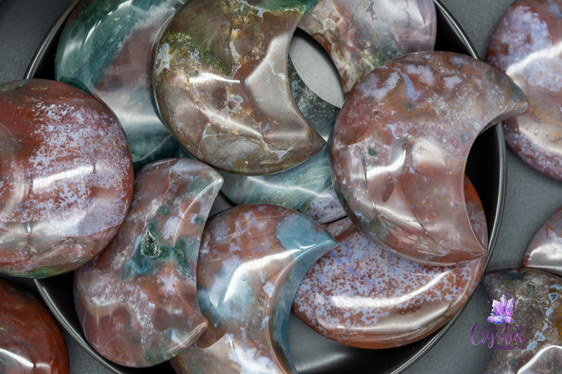 Ocean Jasper Moon Carving - Sacral Chakra - My Crystal Addiction