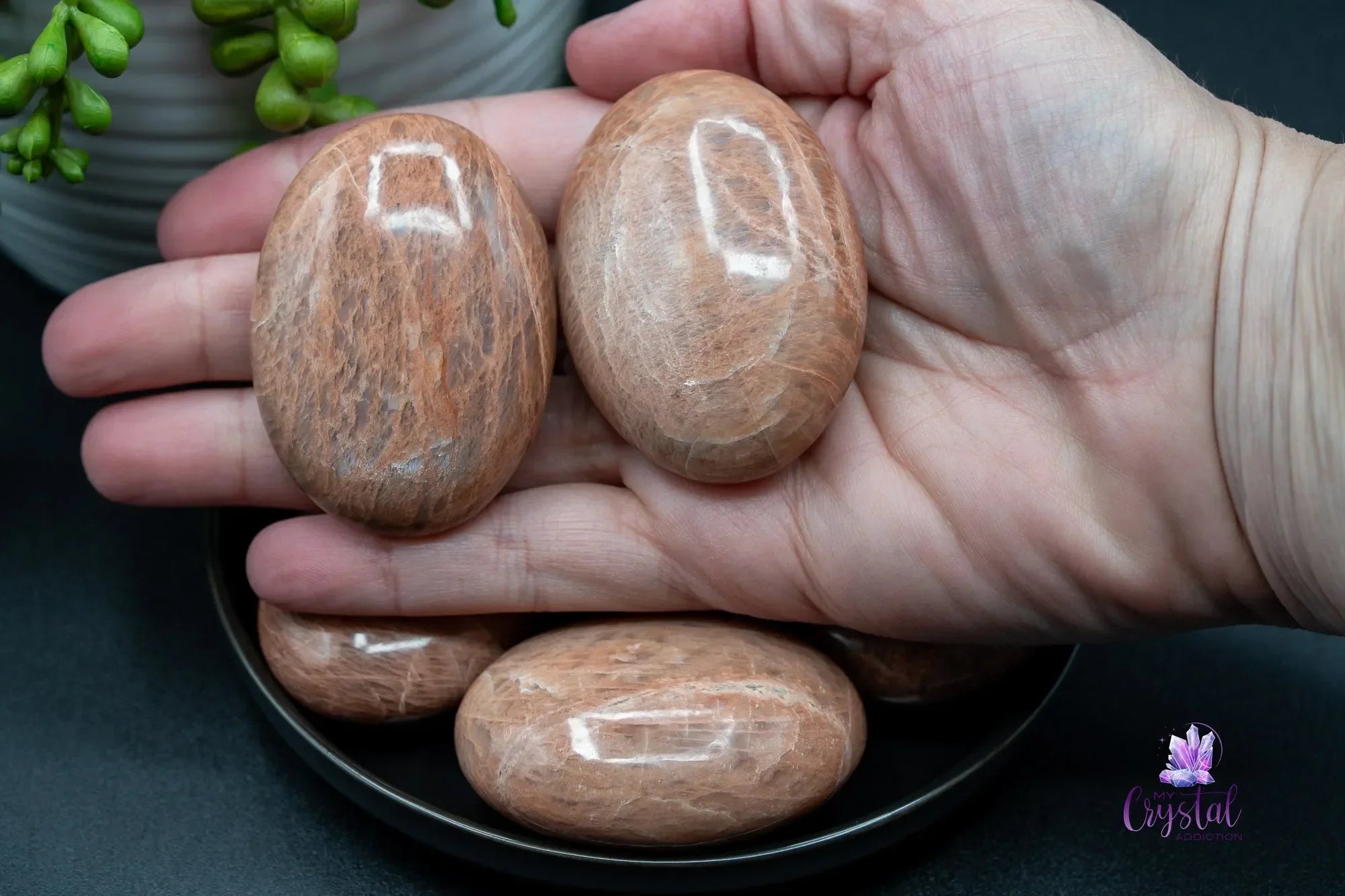 Peach Moonstone Palm Stone - My Crystal Addiction