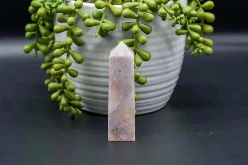 Pink Amethyst w/Flower Agate Tower 3" - My Crystal Addiction