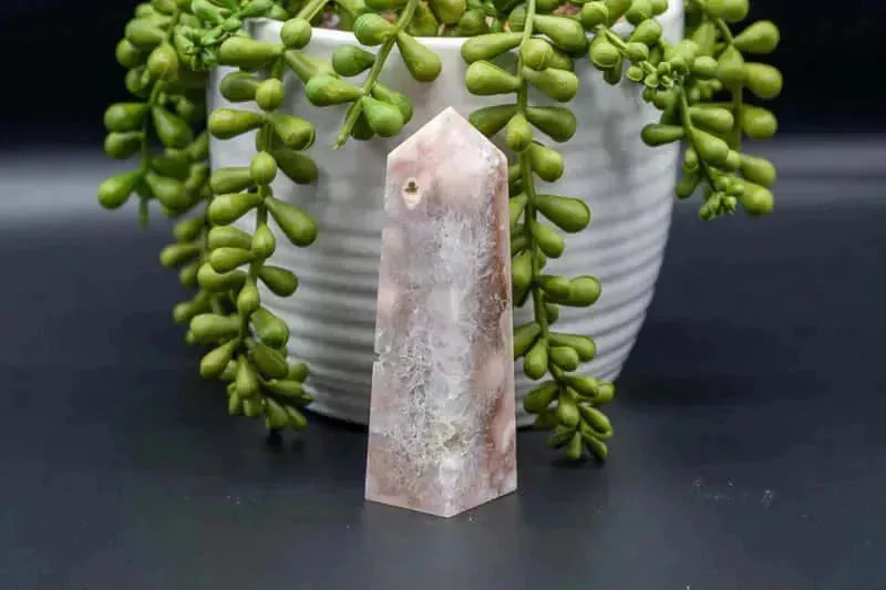 Pink Amethyst w/Flower Agate Tower 3.5" - My Crystal Addiction