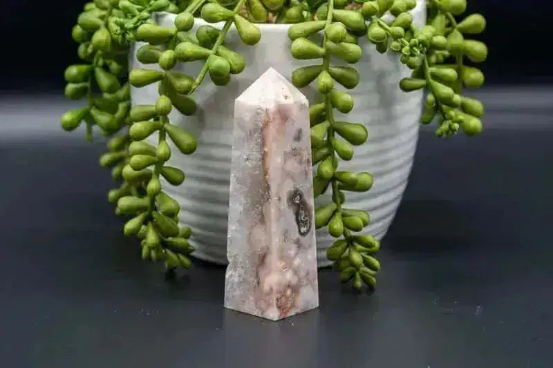 Pink Amethyst w/Flower Agate Tower 3.5" - My Crystal Addiction