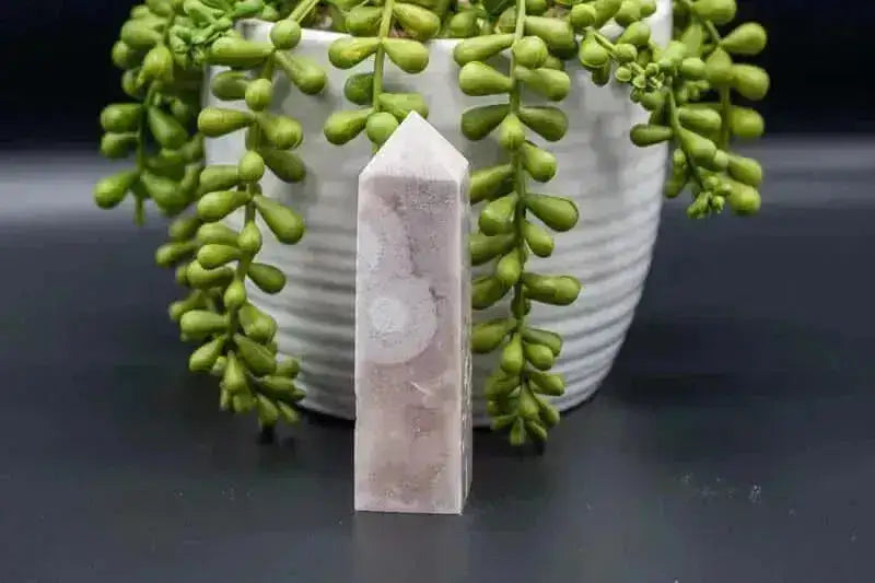 Pink Amethyst w/Flower Agate Tower 3.5" - My Crystal Addiction