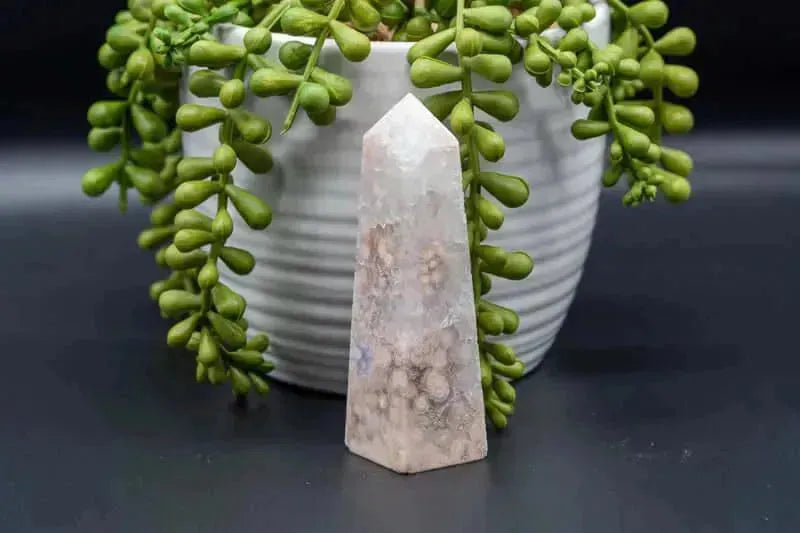 Pink Amethyst w/Flower Agate Tower 3.75" - My Crystal Addiction