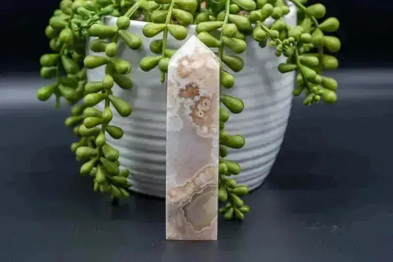 Pink Amethyst w/Flower Agate Tower 4" - My Crystal Addiction