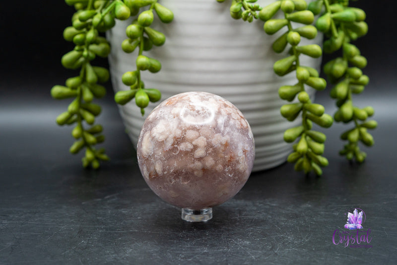 Pink Amethyst with Flower Agate Sphere - Heart Chakra - My Crystal Addiction