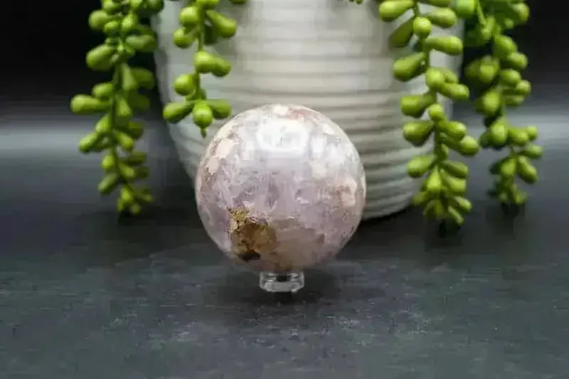 Pink Amethyst with Flower Agate Sphere - Heart Chakra - My Crystal Addiction