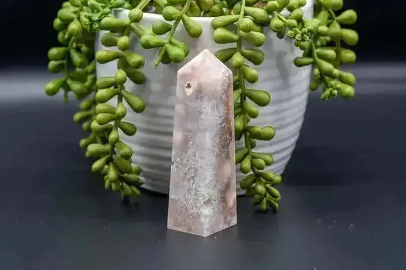 Pink Amethyst with Flower Agate Tower - Heart Chakra - My Crystal Addiction