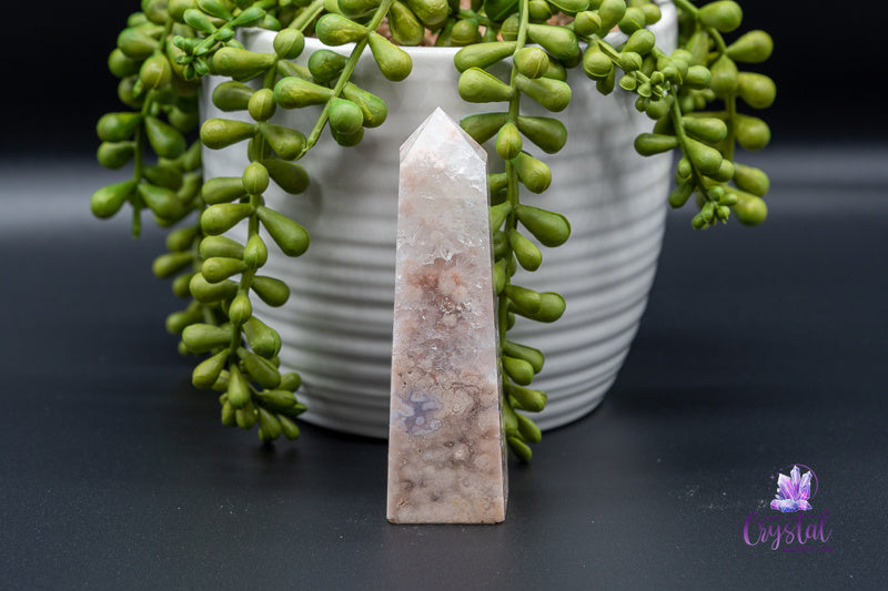Pink Amethyst with Flower Agate Tower - Heart Chakra - My Crystal Addiction