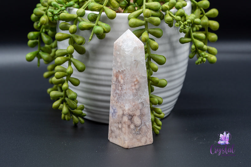 Pink Amethyst with Flower Agate Tower - Heart Chakra - My Crystal Addiction