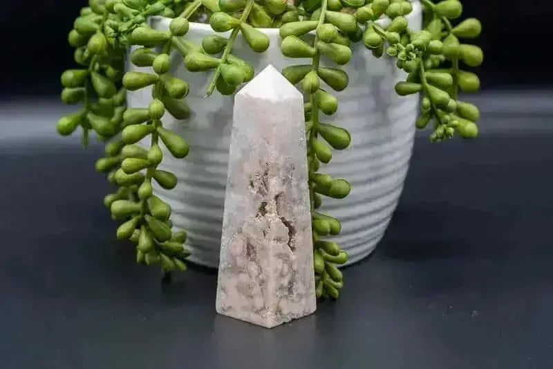 Pink Amethyst with Flower Agate Tower - Heart Chakra - My Crystal Addiction
