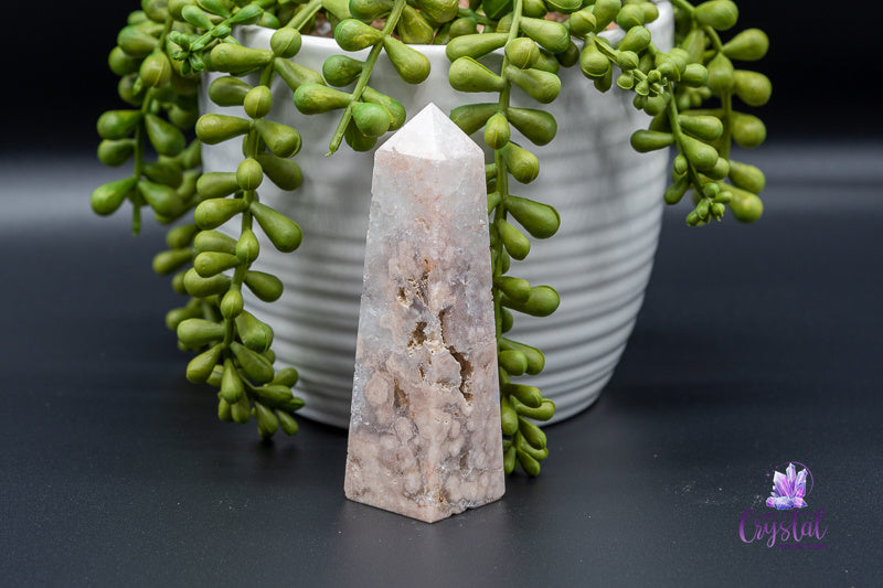 Pink Amethyst with Flower Agate Tower - Heart Chakra - My Crystal Addiction