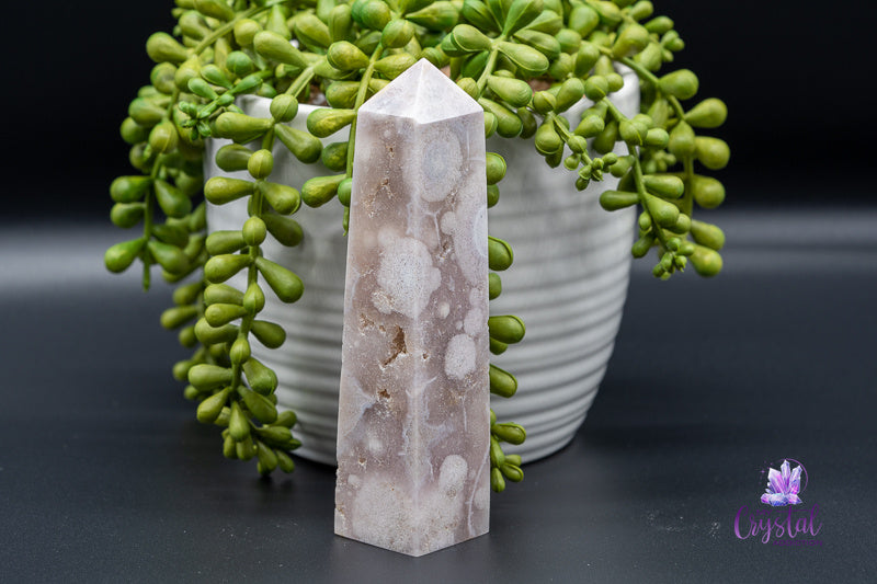 Pink Amethyst with Flower Agate Tower with Druzy - Heart Chakra - My Crystal Addiction