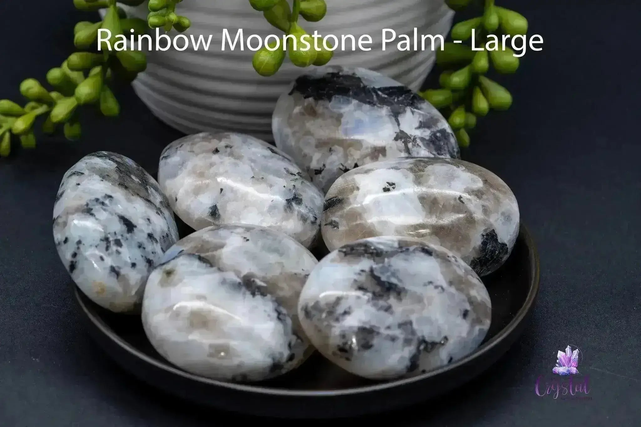 Rainbow Moonstone Palms Stones - My Crystal Addiction