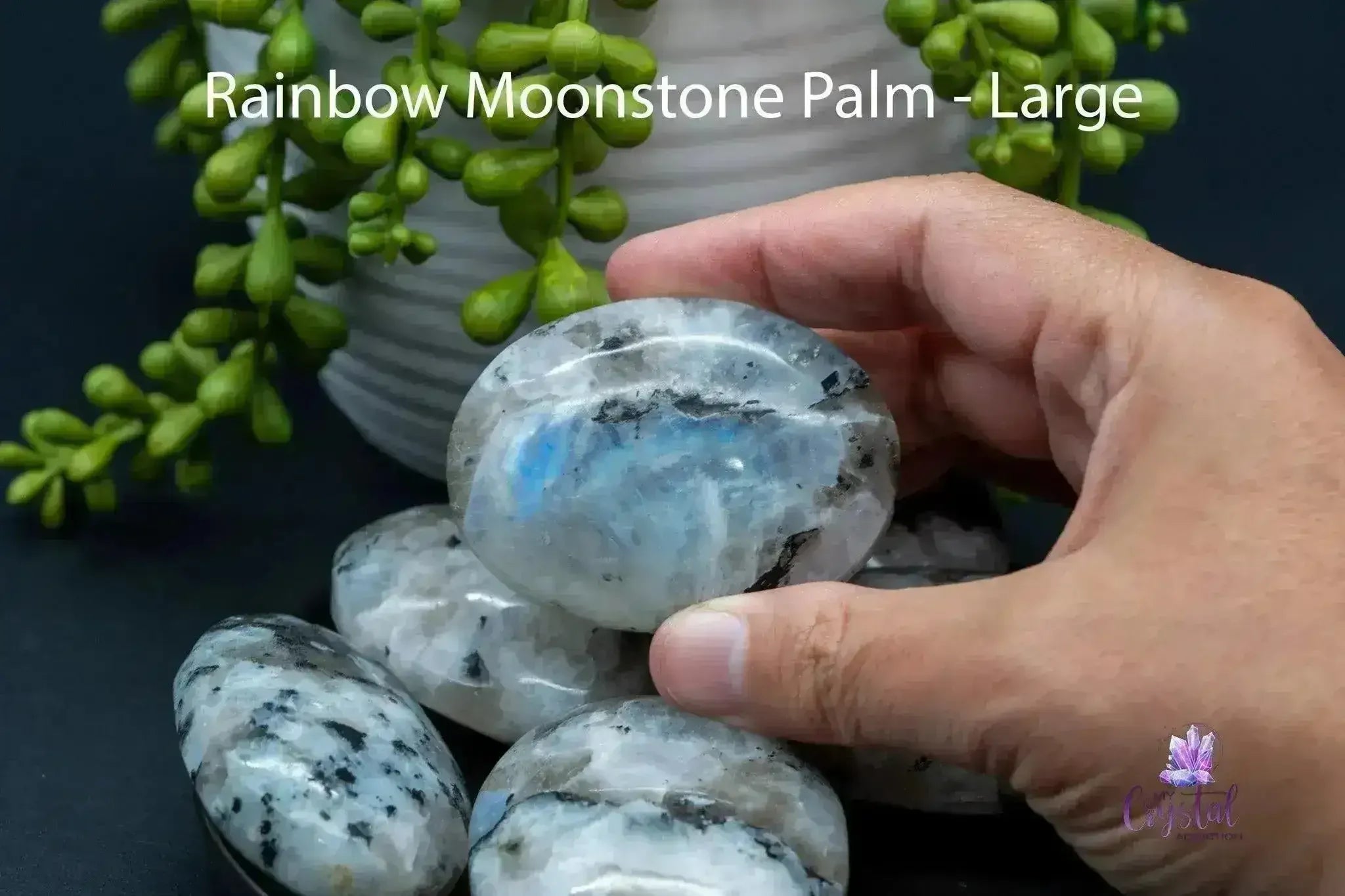 Rainbow Moonstone Palms Stones - My Crystal Addiction