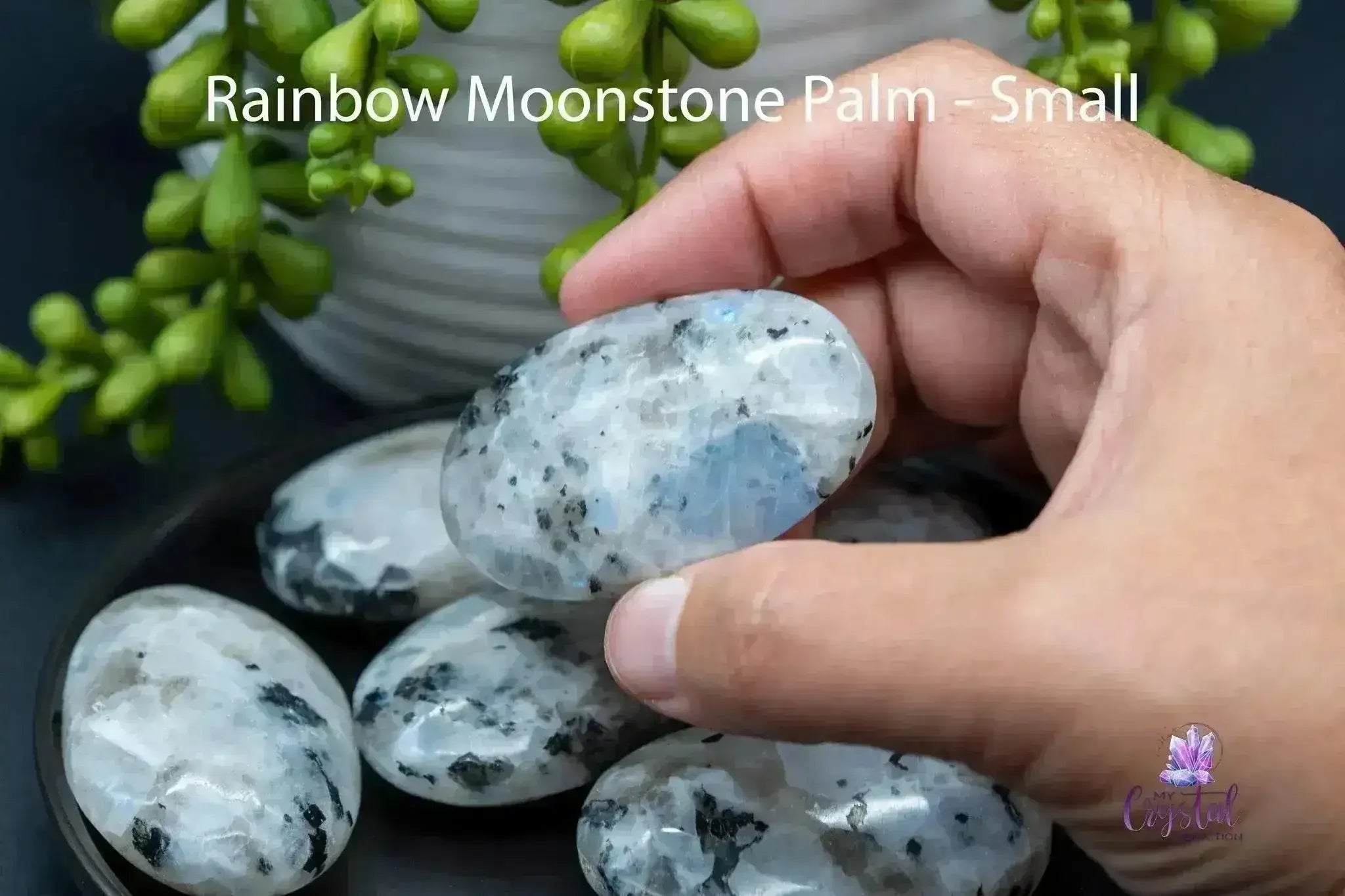 Rainbow Moonstone Palms Stones - My Crystal Addiction