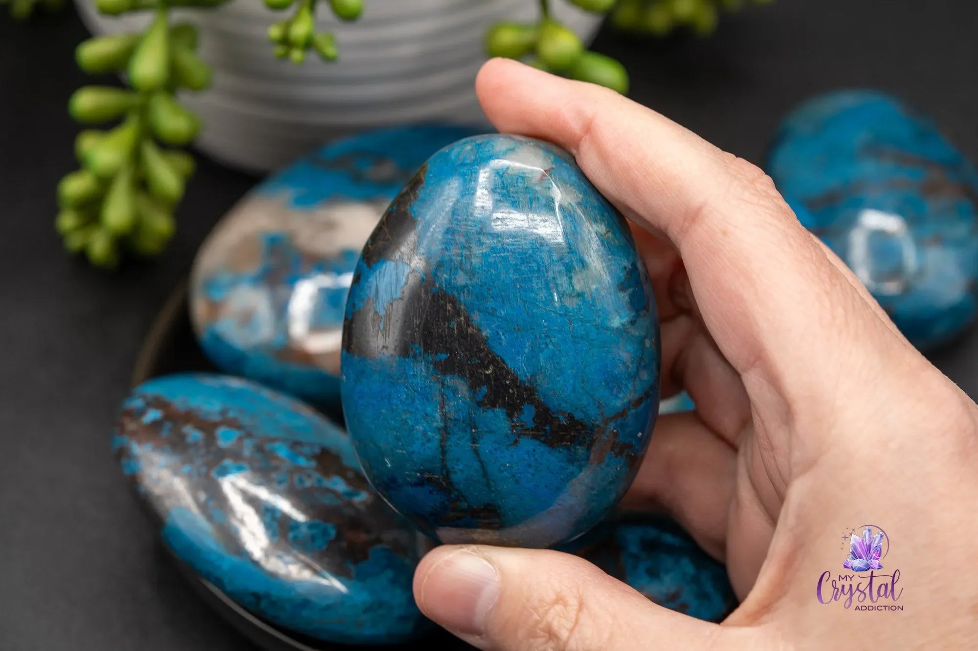 Shattuckite Palm Stone - Intuition & Wisdom Crystal - My Crystal Addiction