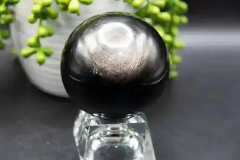 Silver Sheen Obsidian Sphere - 3" - My Crystal Addiction
