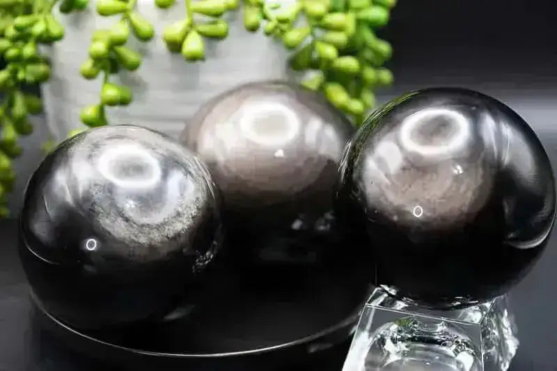 Silver Sheen Obsidian Sphere - 3" - My Crystal Addiction