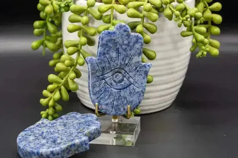 Sodalite Hamsa Carving - Throat Chakra - My Crystal Addiction