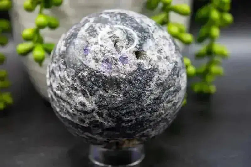 Sphalerite Sphere - Druzy w/Purple Fluorite Inclusions - 3" - My Crystal Addiction
