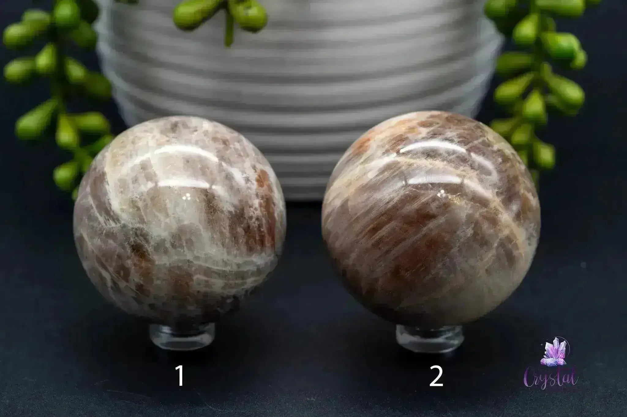 Sunstone Moonstone Spheres - 1.9"-2.1"/50mm-55mm - My Crystal Addiction