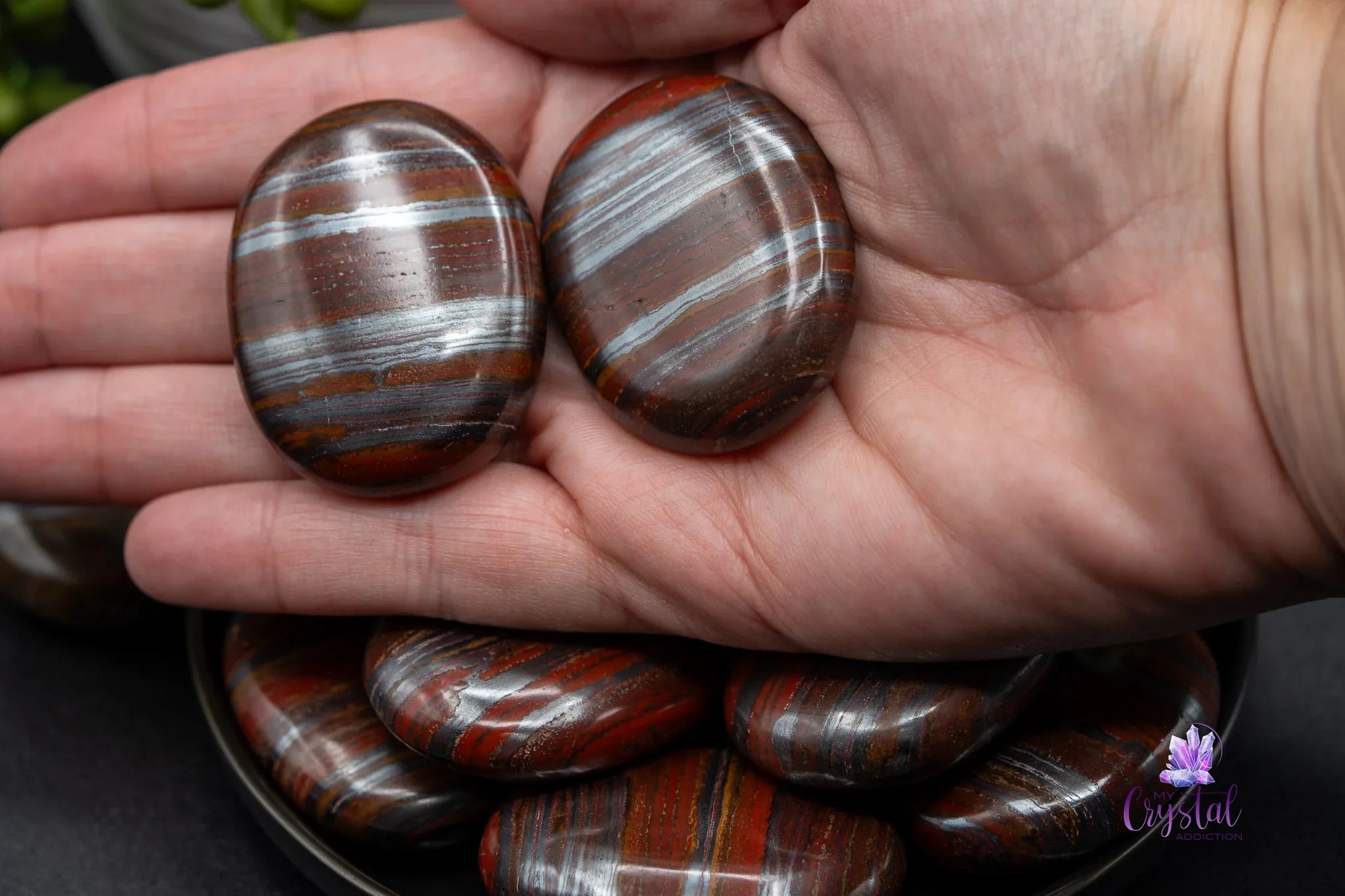 High Quality Tiger Iron Palm Stone - My Crystal Addiction