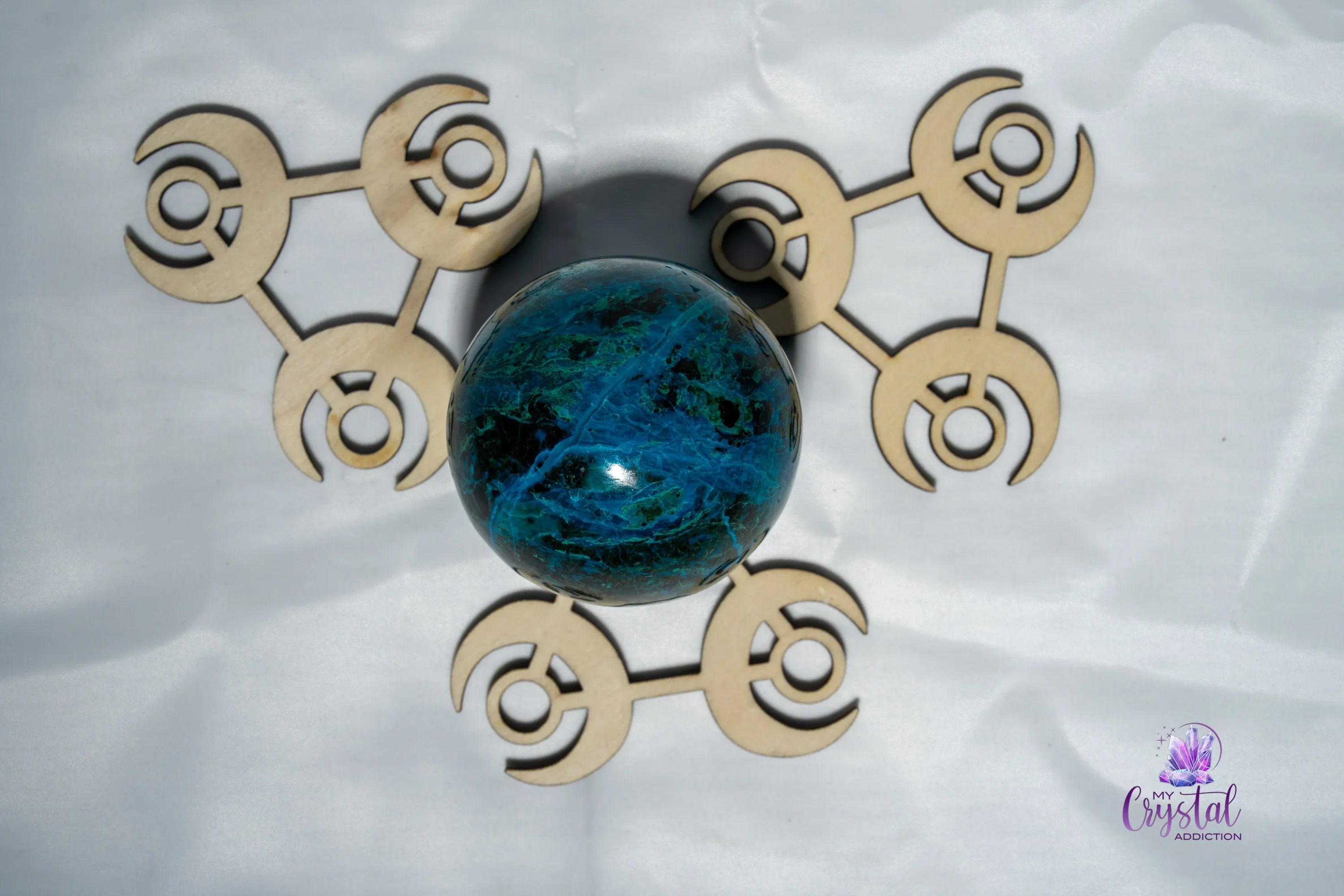 Triple Moon Sphere Stand - Sacred Geometry - My Crystal Addiction