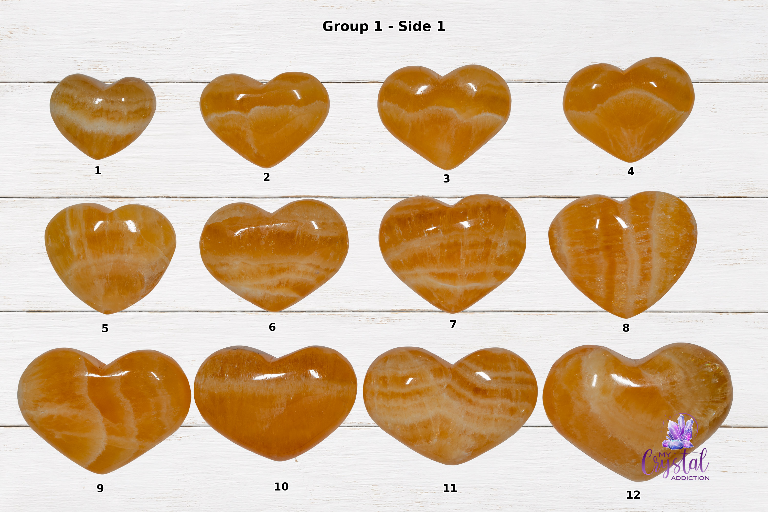 Close-up of orange calcite hearts